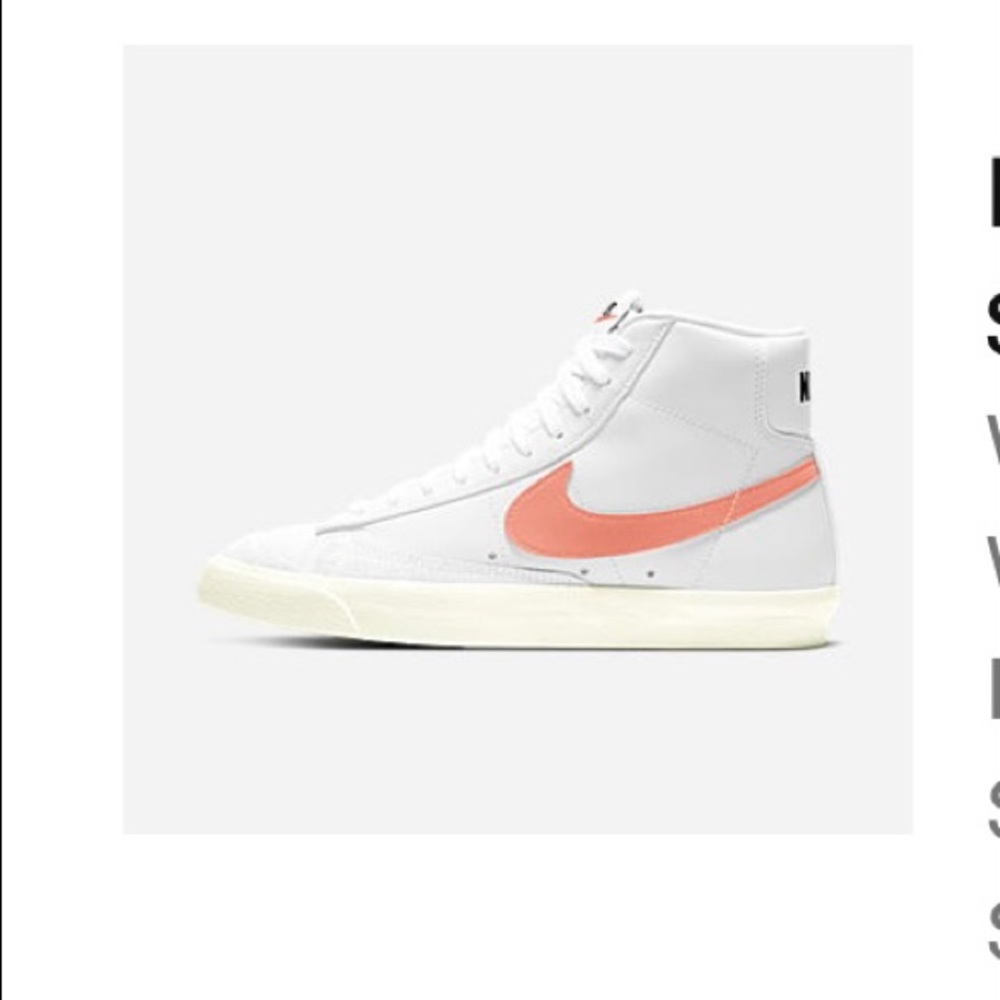 Nike mid blazer 77 size 6. White/ peach